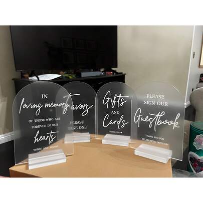 4个透明亚克力婚礼指示牌，适用于婚礼和派对活动