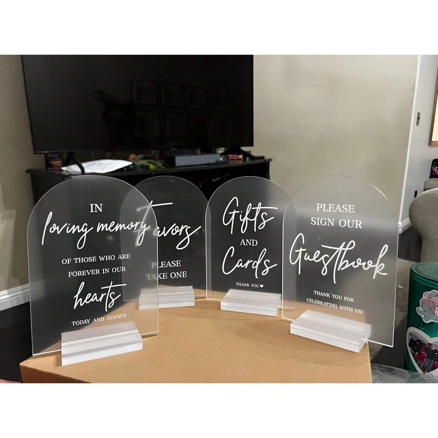 4个透明亚克力婚礼指示牌，适用于婚礼和派对活动