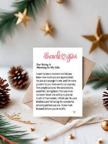 Personalized Heart Pattern Thank You Card With Envelope, Fantasy Theme, Paper Material, Suitable For Thanksgiving, Christmas, Birthday, No Electricity Required, Thank You For Being A Blessing In My Life. - Multicolor - View 13