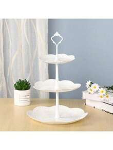 1 Set 3-Tier White Cake Stand With Cookie Tray And Cupcake Tower, Ideal For Decorating Cakes At Weddings, Birthday Parties And Other Occasions - Multicolor - View 2