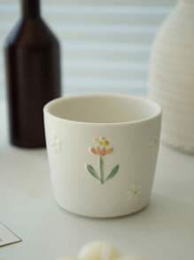 1 pieza Juego de taza y platillo de cerámica con asa, elegante taza de té con relieve floral pequeño y mariposa, taza de café/té de moda con asa, taza de agua para el hogar de vuelta a la escuela