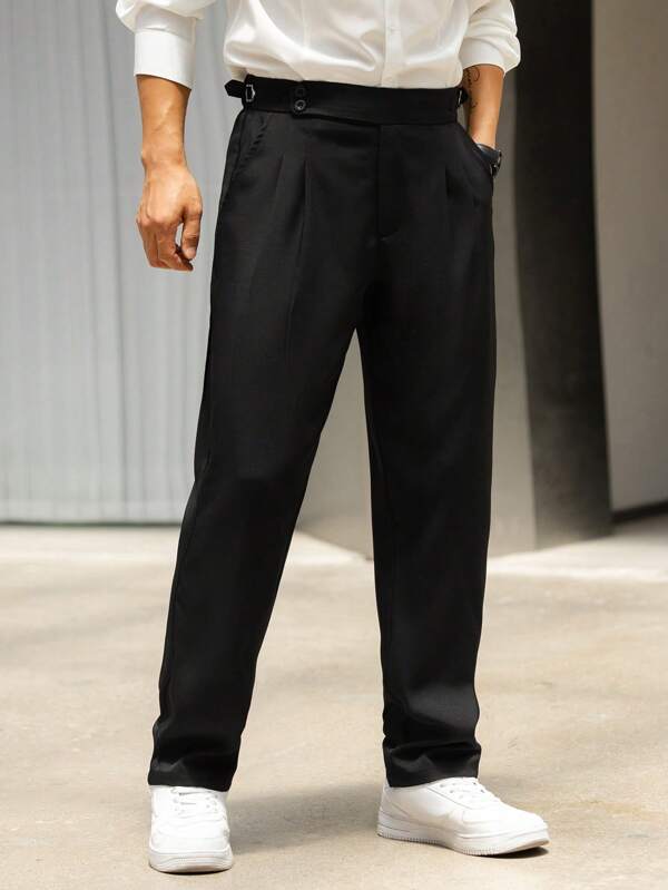 1pc Casual - Business Casual Commuting Naturalistic All/Global/Universal Fit Thanksgiving, Valentine's Day, Teacher's Day, Father's Day, Halloween, Carnival, Easter, Ramadan, New Year, Labor Day, Spring Festival Double Pleated Double Breasted Long Pants Trousers