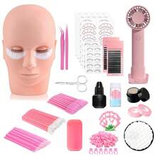 Kit de extensión de pestañas con cabeza de maniquí, kit de pestañas para principiantes, abanico de pestañas, suministros y herramientas para extensión de pestañas para práctica y entrenamiento de maquillaje - Multicolor - Ver 15