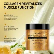 24K Gold Collagen Face Mask, Anti-Aging, Anti-Oxidant, Moisturizing, Whitening, Cleansing & Smooth, Suitable For Daily Use, 8.81 Oz (Also Available 60g Peel-Off Gold Mask) - Golden - View 2
