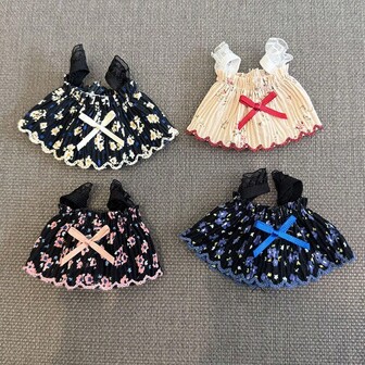4 Styles Available Cute Bowknot Plush Doll Dress, Mini Ditsy Floral Skirt DIY Accessories For Dolls
