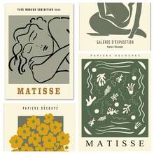 1PC Matisse Abstract Flower Woman Posters Museum Wall Art Print Canvas Painting Sage Green Wall Pictures Living Room Decor Paintings In Living Rooms, Bedrooms, Dining Rooms Optional Frames Modern Posters, Wall Arts, Canvas Paintings, And Reusable Frames - Multicolor - View 2