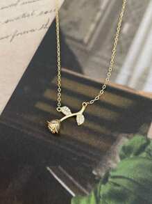 GAGAFEEL 1 pièce Collier rose en argent sterling S925 serti de zirconium, de conception de niche, de luxe, de haute qualité et élégant. Idéal pour un port quotidien des femmes, cadeau d'anniversaire pour la petite amie.