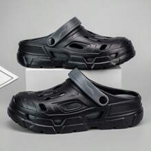 Ciabatte da uomo con fori, sandali estivi slip-on con design a punta chiusa, uso bidirezionale, antiscivolo, scarpe da spiaggia e sport acquatici da esterno