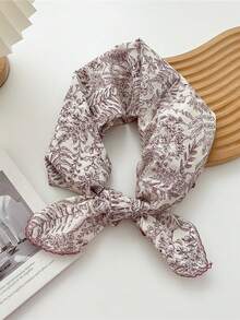 1 件女士柔软透气印花方巾/发带/三角巾，采用不褪色碎花图案，适合日常佩戴和搭配连衣裙。 - 彩色 - 查看 17