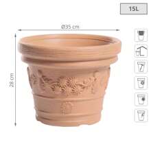 Prosperplast Maceta DECORA 15L., dimensiones (mm) 350x350x280, color Ladrillo. Envío gratias en 24/72h