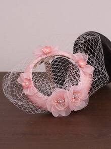 French Church Style Women's Hat, Elegant Bridal Decorative Hat, Ball Gown Hat, French Graceful Veil Hat, Ascot Hat, Party Hat, Formal Dress Hat, Photo Shoot Hat, Veil Hair Accessory, Mini Hat,Summer,Beach - 1196 - View 15
