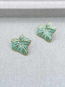Irregular Enamel Flower Pendant Earrings, Unique Colorful Petal Leaf Declaration Perforated Earrings, Exquisite And Sweet Jewelry Gifts, Suitable For Young Girls
