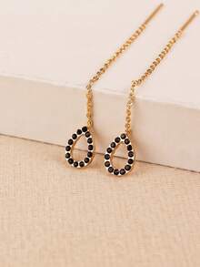 1对时尚简约水滴长耳环，流苏耳环，优雅个性的耳环，满满的水钻水滴，适合女性日常佩戴