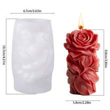 1pc Rose Pillar Scented Candle Mold DIY Handmade Diffuser Stone Craft Kit Valentine's Day Mother's Day Gift Creative Souvenir Aesthetic Home Decor And Wedding Centerpiece - White - View 17