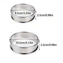 2 件不锈钢双层松饼圈、圆形蛋糕饼干鸡蛋汉堡烘焙模具 - 銀色 - 查看 2