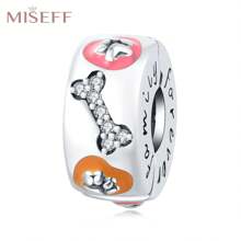 MISEFF 1 Pc Genuine S925 Sterling Silver Charm Synthetic Zirconia Fixed Clip Locator Clasp Pendant Suitable For DIY Bracelet Necklace Luxury Fine Jewelry Making Ladies Birthday Gift For Friends