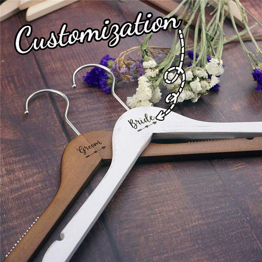 Custom Wedding Dress Hanger Personalized Wedding Hanger Personalized Wedding Hanger Carving Name And Date Bride Shower Gift - Multicolor - View 1
