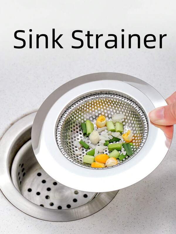 1pc Stainless Steel Kitchen Sink Strainer - Multiple Sizes To Choose From,Bathroom Sink Strainer, Stainless Steel Mesh Sink Drain Strainer, Hair Catcher For Bathroom Sink, Sink Drain Filter, Bathroom Accessories Home Bathroom Decor,Anti-Clogging Micro-Perforated, Wide Rim Drain Filter Home Bathroom Decor Back To School