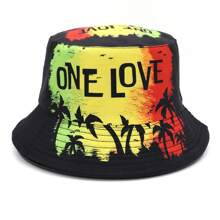 Jamaican Art Style Lightweight Reversible Bucket Hat, Unisex Outdoor Holiday Leisure Sunshade Bucket Hat, Ideal Gift