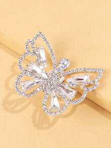 1 Stück eleganter Schmetterlings-Design Strass Insekten-Ring, vielseitiges Accessoire