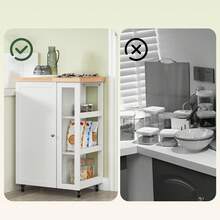 SoBuy Troli dapur 1 pintu dan 3 rak kayu kaca warna putih - Putih - View 11