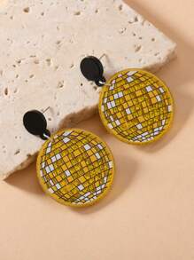 1 Pair Colorful Acrylic Radio Smiling Face Earrings, Fashionable For Music Festival And Everyday Wear
