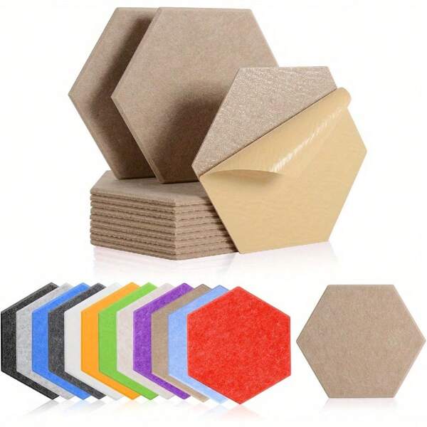 6pcs High Density Hexagonal Felt Acoustic Wall Panels - For Echo & Noise Elimination In Bedroom, Office, Home Studio, Enhance Sound Clarity & Absorption, Usable As Memo Board & Photo Background, Great Gift Idea