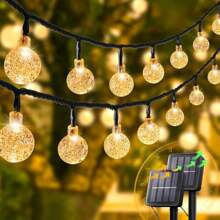 2pcs/1pc Solar Outdoor String Lights, 20LED/100LED Solar Crystal Fairy String Lights, 8 Lighting Modes, Multi-Group, Semi-Embedded Installation, Button Control - Ideal For Weddings, Parties, Patios, Gardens, Christmas And Halloween Celebrations