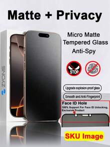 ZYONS 2 protectores de pantalla de vidrio templado mate y esmerilado antiespia para iPhone, cobertura completa, tacto delicado, antihuellas, fácil de instalar, antirreflejo, antiimpactos, compatible con iPhone 16E/16 Pro Max/16 Pro/16 Plus/16/15 Pro Max/14 Pro Max/13 Mini/12/11/XS MAX/XR/8+/7 Plus. Regalo ideal para cumpleaños, familia y amigos.