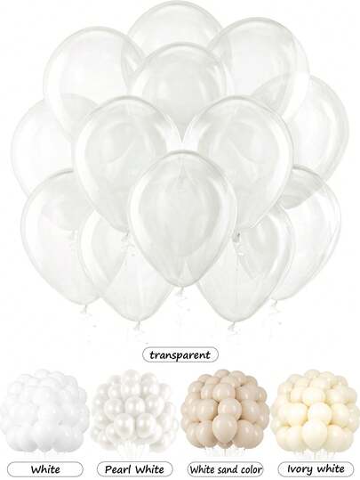 White Series Balloons 18/12/10/5 Inches, Different Sizes Of White Latex Balloons, High-Quality Thickened Party Balloons Suitable For Engagement, Singles, Brides, Gift Giving Parties, Weddings, Parties, Birthdays, Decorations