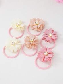 10 Stücke/Set Mädchen Strass Blumen Haargummis, süße Prinzessin Haargummis, dehnbar & langanhaltend, beschädigen das Haar nicht, vielseitige Haarzubehör für den täglichen Gebrauch - Verschiedenfarbig - Übersicht 5