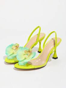 Spring/Summer Women's High Heel Sandals, Fashionable & Elegant For Parties, Galas, Outdoor Events, Shiny Butterfly Decor, Transparent PVC Glass, Sexy Ankle Strap, Graceful, Mustard Yellow - Mustard Yellow - View 6