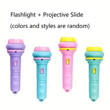 Proiettore a torcia giocattolo per bambini, giocattolo educativo, regalo per compleanni di bambini, Natale (colore torcia a caso e diapositive di proiezione - arancione, blu, verde, giallo, grigio, rosso), giocattoli, giocattoli per bambini, giocattoli educativi