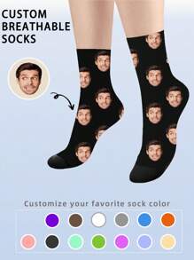 1 Pair Custom Face Socks, Custom Photo Sock, Custom Printed Socks, Personalized Funny Face Socks, Custom Picture Socks, Put Any Face On The Socks, Anniversary Gift, Valentine Gift, Birthday Gift, Wedding Gift,Colorful,Cute,Adorable,Contracted,Funny,Custom,Unique,Customized,Personalized,Ideal Gifts For Him,Ideal Gifts For Her,Boyfriend,Girlfriend,Family,Friends,Her, Fall