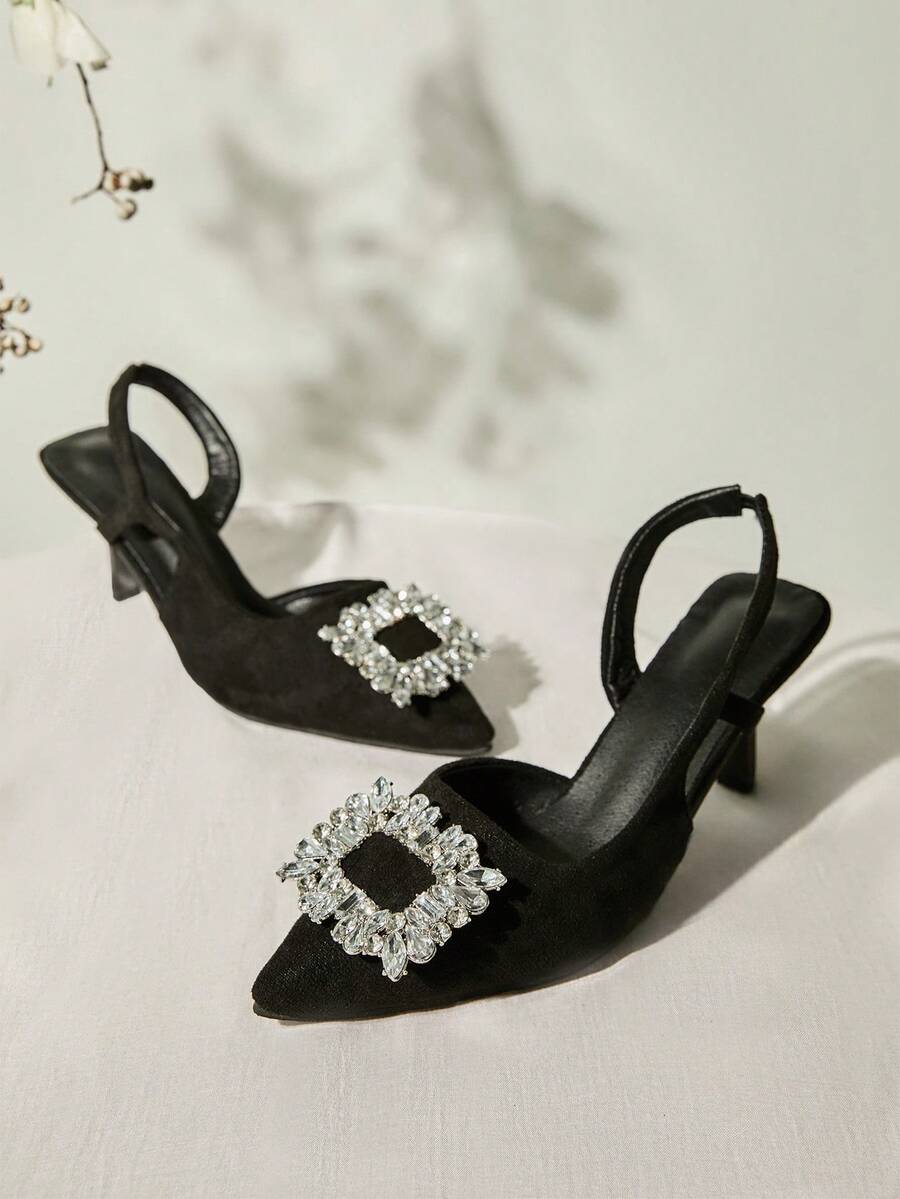 女士凉鞋，夏季新款，高跟，百搭，仙女风，绑带，搭扣，交叉系带，圣诞节/冬季圣诞礼物 - 黑色 - 查看 1