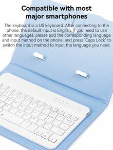 1pc Wireless Keyboard Designed For 4.5-6.8 Inch Smartphones, With Detachable Leather Case And Magnetic Keyboard - Blue - View 8