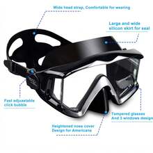Adult Pano 3 Scuba Diving Mask, Tempered Glass Snorkel Mask Anti-Fog Swim Mask No Leakage Swim Goggles With Nose Cover Snorkeling Gear For Snorkeling, Freediving, Swimming - Clear Blue - View 11