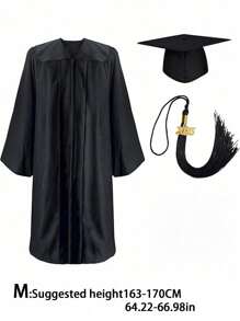 Toge et mortier de remise des diplômes avec poches, gland 2025, convient pour le lycée et l'université, 100% matériaux, mortier neutre mat pour adulte, toge et gland 3 pièces set Halloween