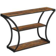 Table Console, Mesa de Entrada, Patas curvadas, Mesa Alargada, para salón, Pasillo, Dormitorio, Estilo Industrial, marrón rústico y Negro - Marrón - Ver 7