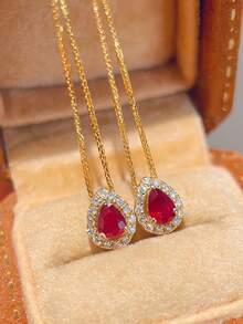 1 件 S925 纯银原创百搭 Ins 风格水滴奢华宫廷风格锆石吊坠项链，复古优雅，适合女性日常佩戴、节日、派对礼物、珠宝