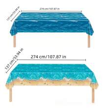 1 pieza Mantel de plástico con ola azul para fiesta de playa de verano, fiesta de playa, mantel para fiesta hawaiana, mantel impermeable para decoración de fiesta en la piscina (4 estilos)