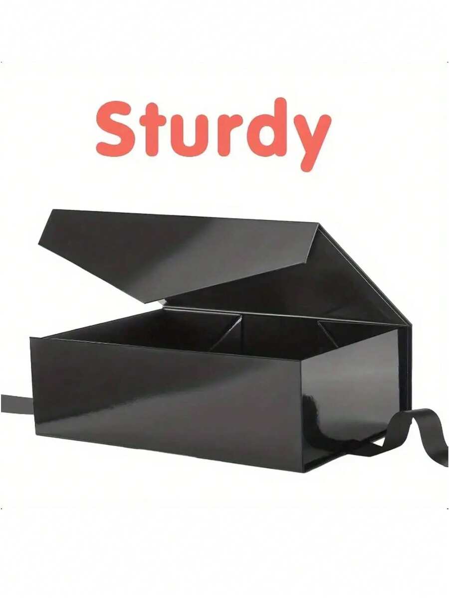 1 pièce Boîte cadeau noire avec fermeture magnétique, emballage en carton rigide avec couvercle, convient pour les faveurs de mariage, Noël, Halloween, anniversaire et autres occasions