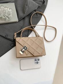 Small Stone Texture Crossbody Bag For Women, Retro Mini Handbag, Fashion Spring/Summer - Khaki - View 9