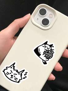 SCXXBSW 110pcs Minimalist Cat Cartoon Doodle Stickers, Waterproof Decorative Stickers For Planner, Water Bottle, Notebook, Luggage - Multicolor - View 9
