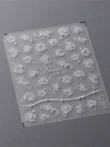 1 Stück weiße Blumen Nagelkunst Aufkleber 5D geprägt Frühling Sommer Nagel Aufkleber für Nagelkunst Blumen Nail Decals selbstklebend weiße Perle Blumen Dekoration Accessoires für Frauen Mädchen