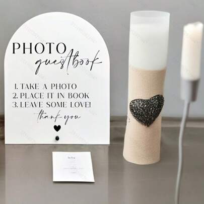 Gastenboek voor bruiloftsfoto's, acryl bruiloftsborden voor ceremonie en receptie, wit fotohokje met standaard voor jubileum, verjaardagsfeestjes en Kerstmis.
