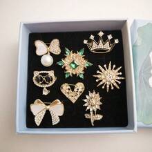 8 件套女士水钻胸针套装，多种款式百搭胸针，适合日常佩戴，日常小礼物学校