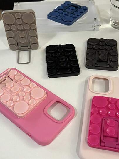 Anti Slip Hands Free Colorful Silicone Stands Suction Phone Case Double Sided Suction Cup Phone Case Stand Desktop Slouchy Stand Compatible With IPhone, Android Phone, Gift For Birthday, Family, Friends Phone Holder, Phone Stand, Phone Accessories Compatible With IPhone, Android Phone, Gift For Birthday, Family, Friends