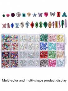 12pcs/Set Mixed Flat Nail Art Rhinestones Decor, Nail Jewels For DIY Nail Jewelry, Phone Case, Cup, Hair Accessories, Face Gems