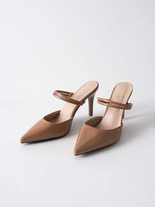 Gentle Women Mule Shoes, New Designs Closed Toe High Heels, Suitable For Dating, Shopping, Party, Gathering, Commuting, Business Winter Gifts - Camel - View 7